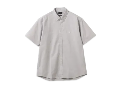 BEAMS Stretch Emblem Button-Down Shirt "LightGray"