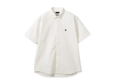 BEAMS Stretch Emblem Button-Down Shirt "White"
