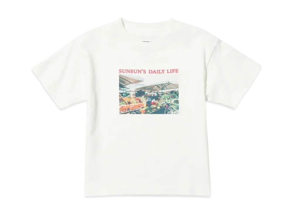 B:MING by BEAMS x PUPPET SUNSUN Kids / Fade Photo Print T-Shirt Market "OffWhite"