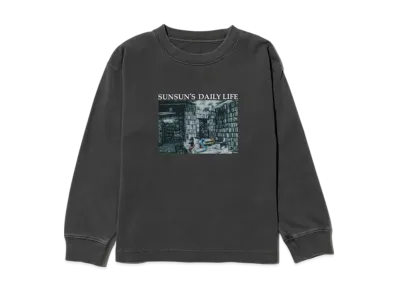 B:MING by BEAMS x PUPPET SUNSUN Kids / Fade Photo Print Long Sleeve T-Shirt Book "InkBlack"