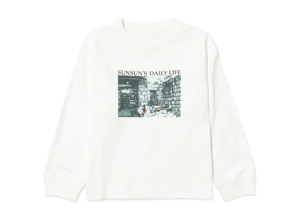 B:MING by BEAMS x PUPPET SUNSUN Kids / Fade Photo Print Long Sleeve T-Shirt Book "OffWhite"