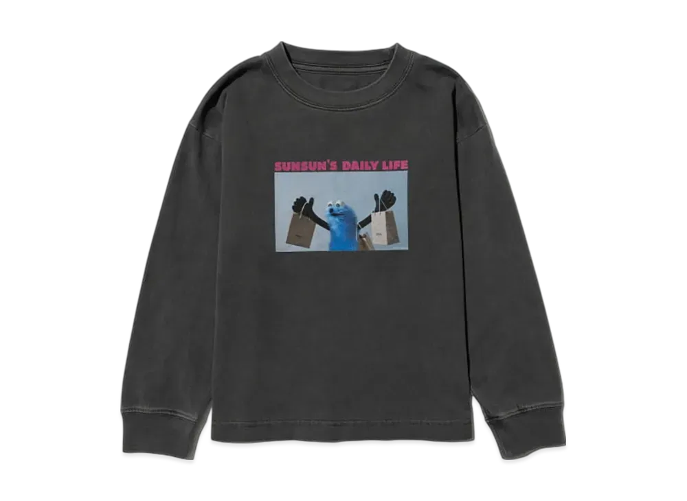 B:MING by BEAMS x PUPPET SUNSUN Kids / Fade Photo Print Long Sleeve T-Shirt Shop "InkBlack"