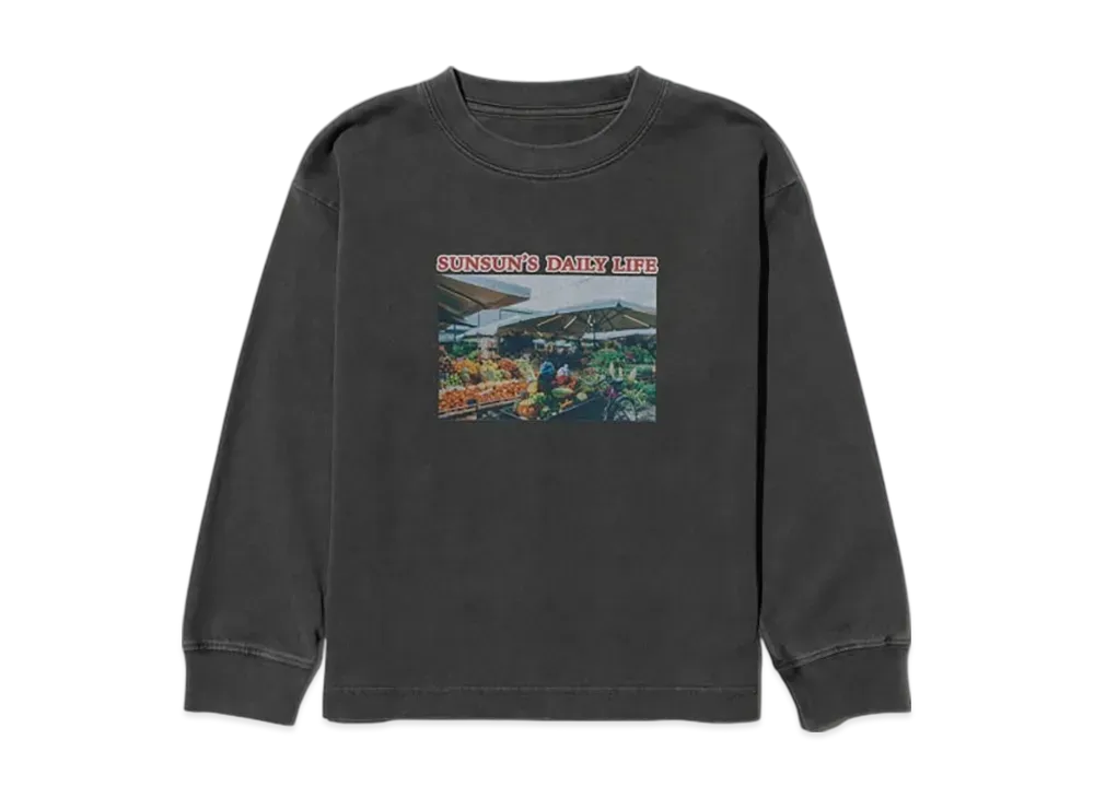 B:MING by BEAMS x PUPPET SUNSUN Kids / Fade Photo Print Long Sleeve T-Shirt Market "InkBlack"