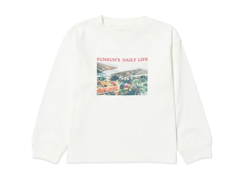 B:MING by BEAMS x PUPPET SUNSUN Kids / Fade Photo Print Long Sleeve T-Shirt Market "OffWhite"