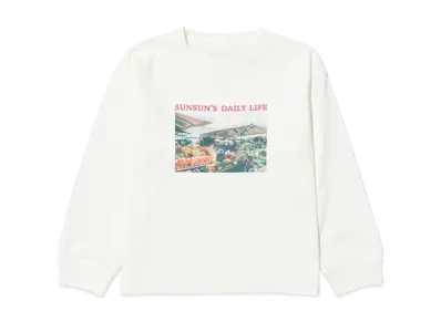 B:MING by BEAMS x PUPPET SUNSUN Kids / Fade Photo Print Long Sleeve T-Shirt Market "OffWhite"