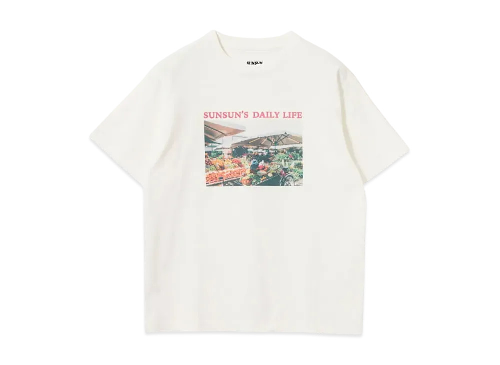 B:MING by BEAMS x PUPPET SUNSUN / Fade Photo Print T-Shirt Market "OffWhite"