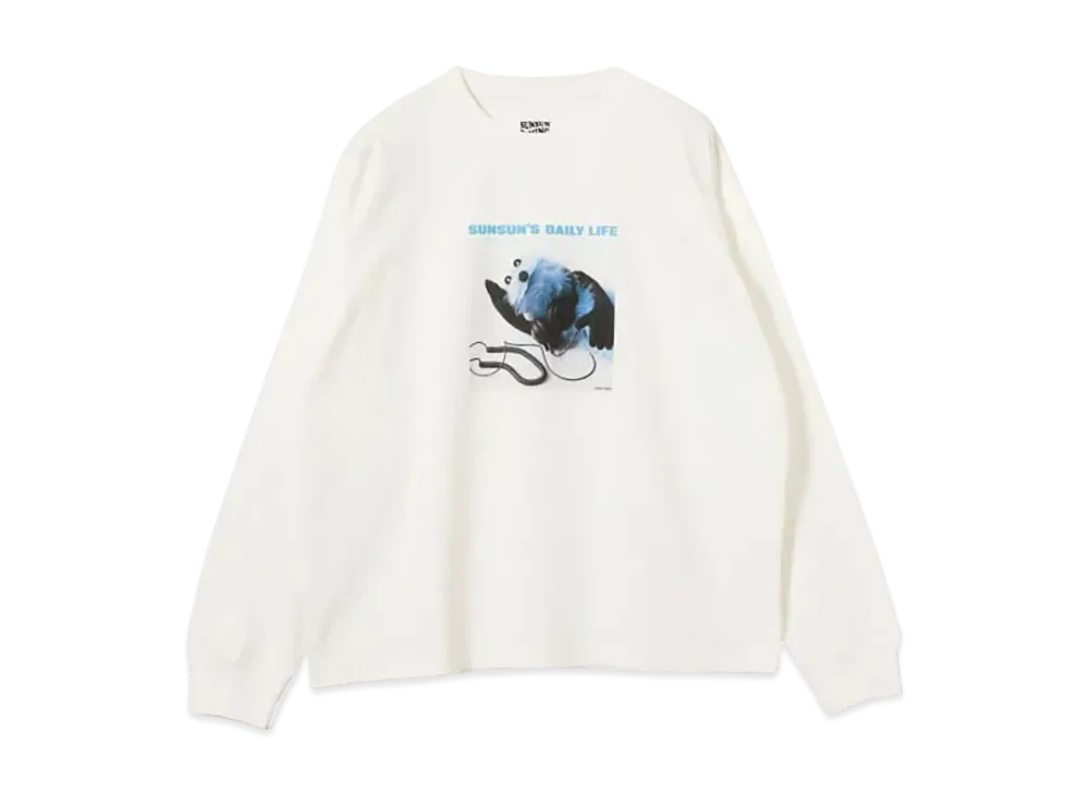 B:MING by BEAMS x PUPPET SUNSUN / Fade Photo Print Long Sleeve T-Shirt Music "OffWhite"