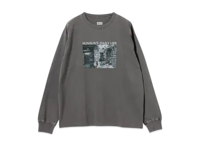 B:MING by BEAMS x PUPPET SUNSUN / Fade Photo Print Long Sleeve T-Shirt Book "InkBlack"