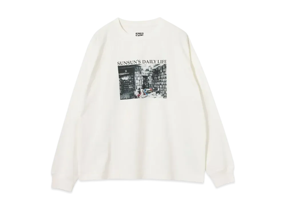 B:MING by BEAMS x PUPPET SUNSUN / Fade Photo Print Long Sleeve T-Shirt Book "OffWhite"
