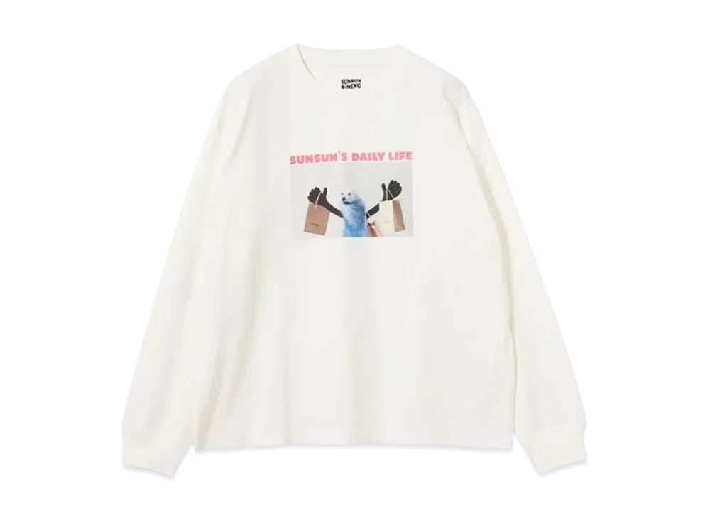 B:MING by BEAMS x PUPPET SUNSUN / Fade Photo Print Long Sleeve T-Shirt Shop "OffWhite"