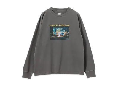 B:MING by BEAMS x PUPPET SUNSUN / Fade Photo Print Long Sleeve T-Shirt Bread "InkBlack"