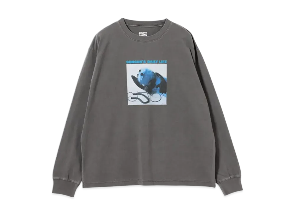 B:MING by BEAMS x PUPPET SUNSUN / Fade Photo Print Long Sleeve T-Shirt Music "InkBlack"