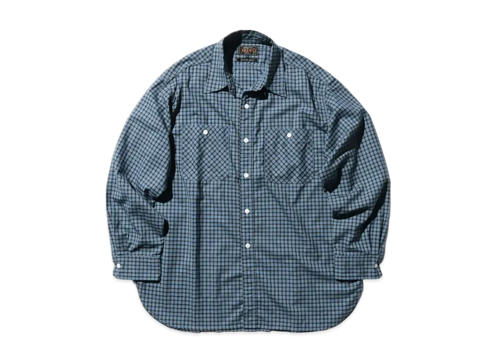 BEAMS Work Wool Plaid "Blue"