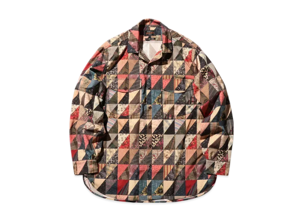 BEAMS Work Classic-fit Polyester Dobby PatchWork Print "P/W"