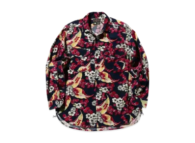 BEAMS Work Classic Fit Corduroy Discharge Print "Navy"