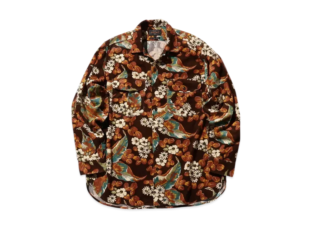 BEAMS Work Classic Fit Corduroy Discharge Print "Brown"