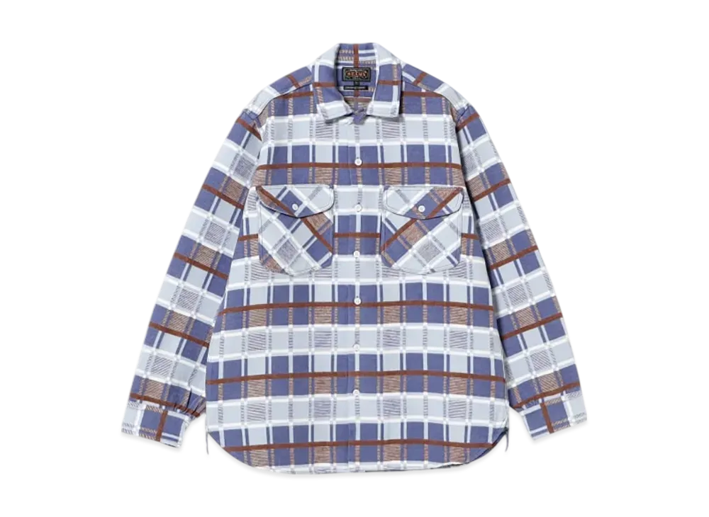 BEAMS Work Classic Fit Block Plaid Jacquard "Sax"