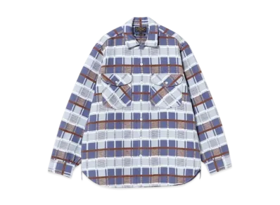 BEAMS Work Classic Fit Block Plaid Jacquard "Sax"