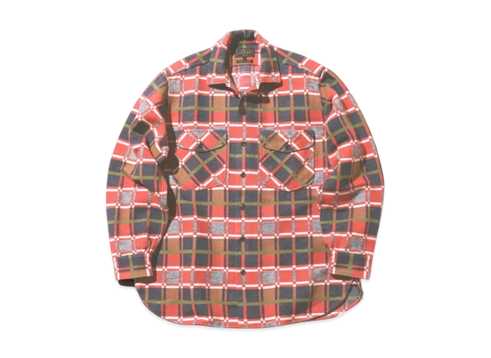 BEAMS Work Classic Fit Block Plaid Jacquard "Red"