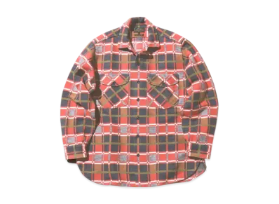 BEAMS Work Classic Fit Block Plaid Jacquard "Red"