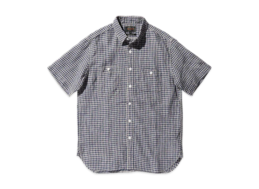 BEAMS Work Short Sleeve Linen "Check"
