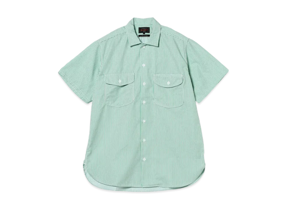 BEAMS Work Short Sleeve Stripe COOLMAX(R) "Green"