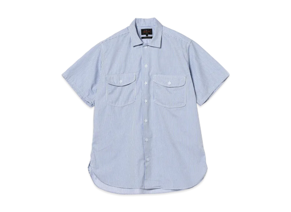 BEAMS Work Short Sleeve Stripe COOLMAX(R) "Blue"