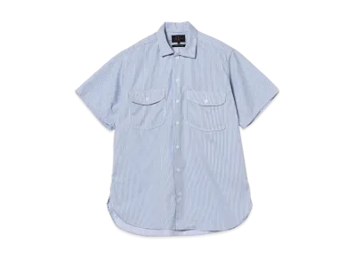 BEAMS Work Short Sleeve Stripe COOLMAX(R) "Blue"