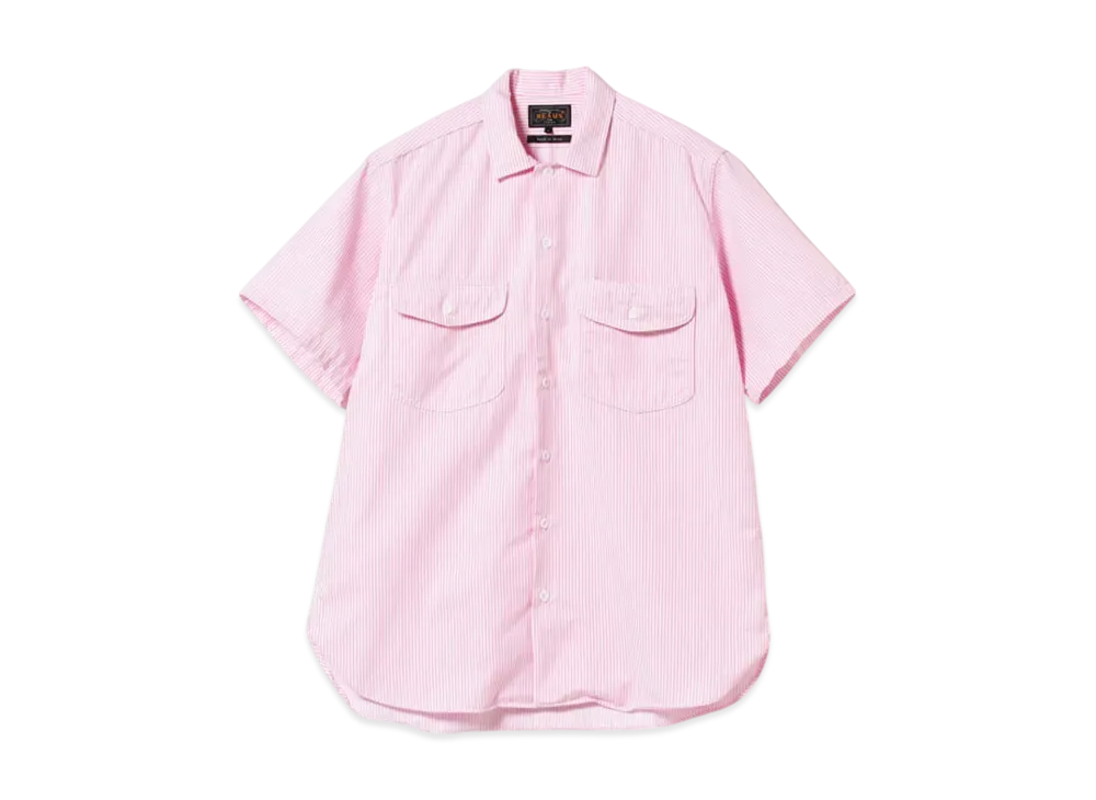 BEAMS Work Short Sleeve Stripe COOLMAX(R) "Pink"