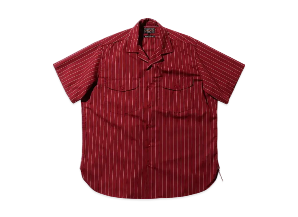BEAMS Work Short Sleeve Stripe T/C "Burgundy"