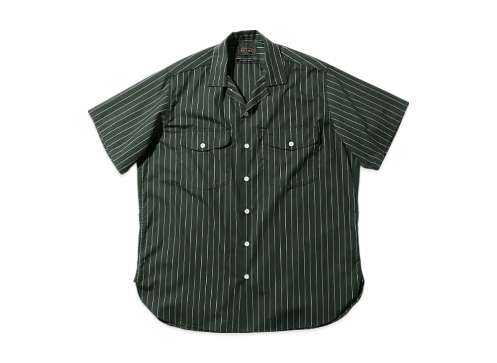 BEAMS Work Short Sleeve Stripe T/C "Green"