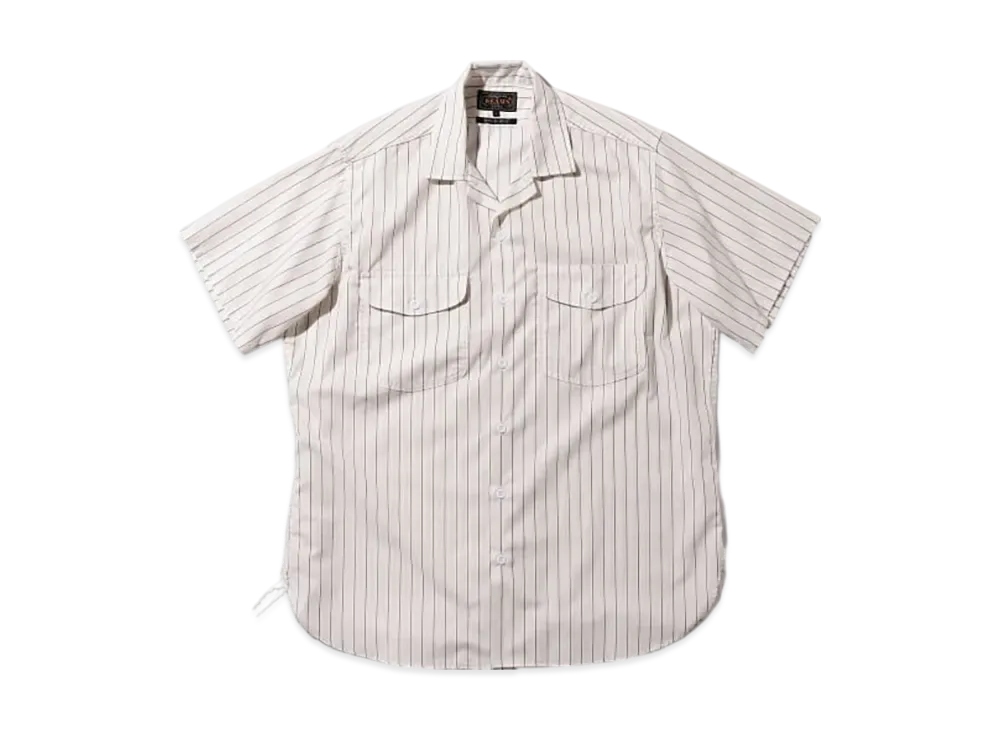 BEAMS Work Short Sleeve Stripe T/C "White"