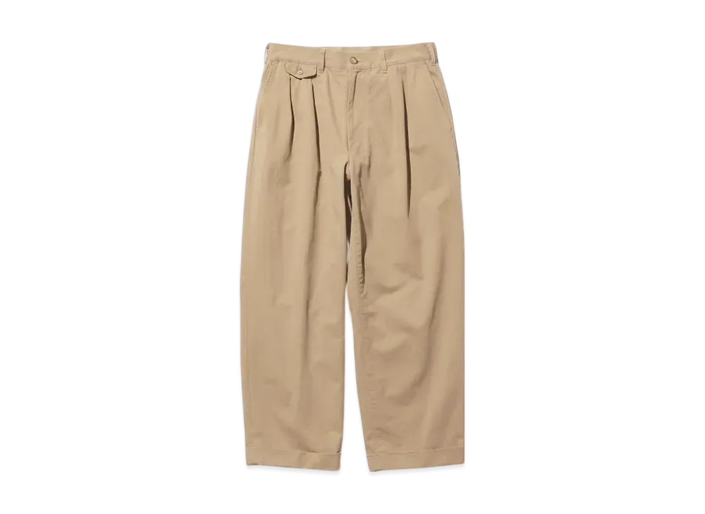 BEAMS 2 Pleats Trousers Twill "Khaki"