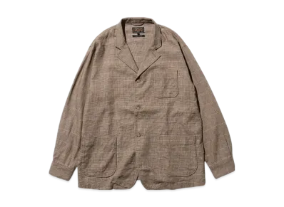 BEAMS 4B Cuffs Jacket Linen Plaid "Brown"