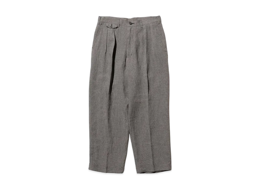 BEAMS 2 Pleats Trousers Linen Cupra Gun Club Check "Gray"