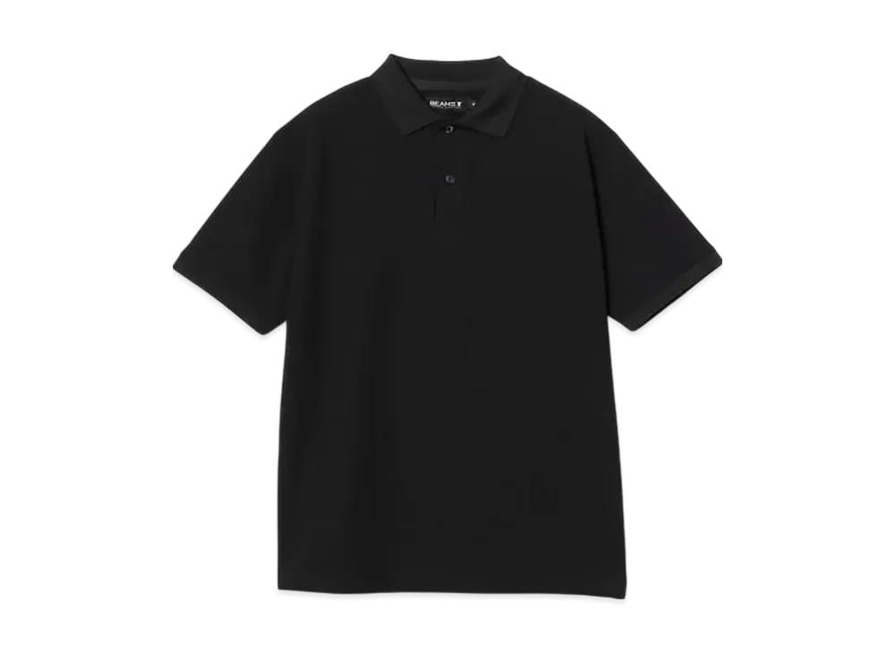 BEAMS Waffle Polo Shirt "Black"