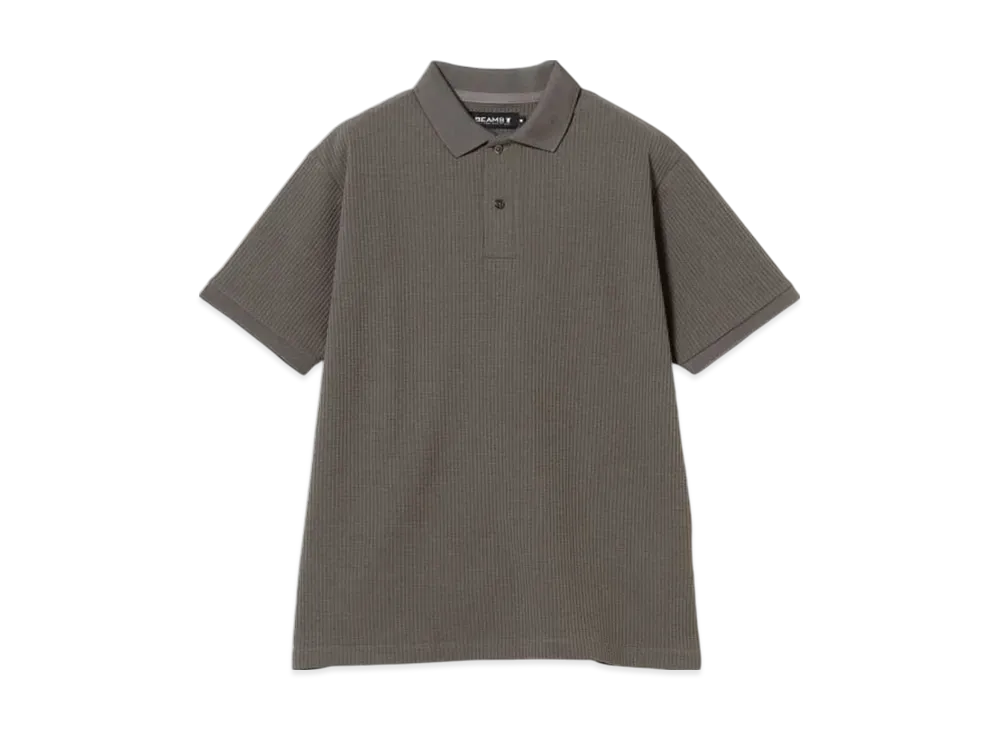 BEAMS Waffle Polo Shirt "ChacoalGray"