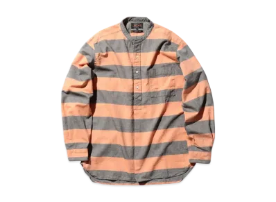 BEAMS Band Pullover Oxford Stripe "Orange"