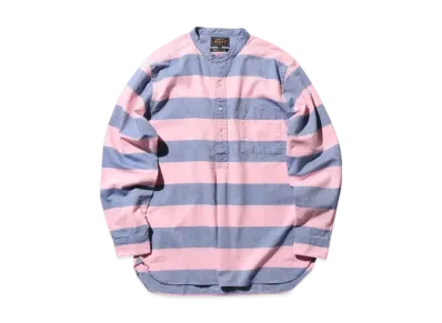 BEAMS Band Pullover Oxford Stripe "Pink"