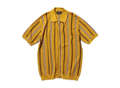 BEAMS Zip Knit Polo Stripe "Musterd"