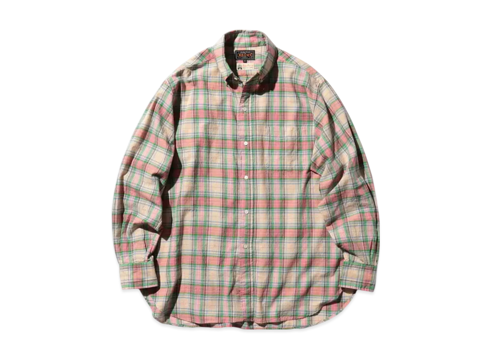 BEAMS B.D. Classic-fit Madras "Blue"