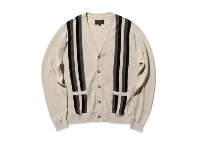 BEAMS Cardigan Stripe "Beige"