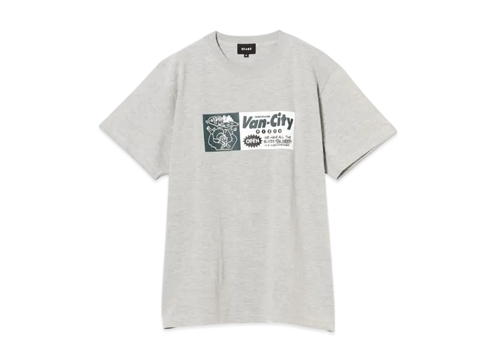BEAMS Van-City Pizza T-Shirt "MixGray"