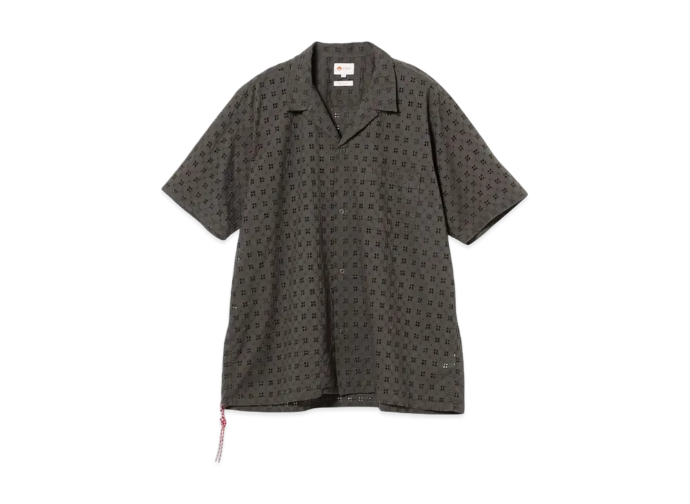 BEAMS Embroidery Open Collar Shirt "Gray"