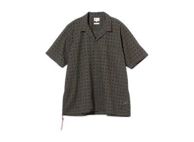 BEAMS Embroidery Open Collar Shirt "Gray"