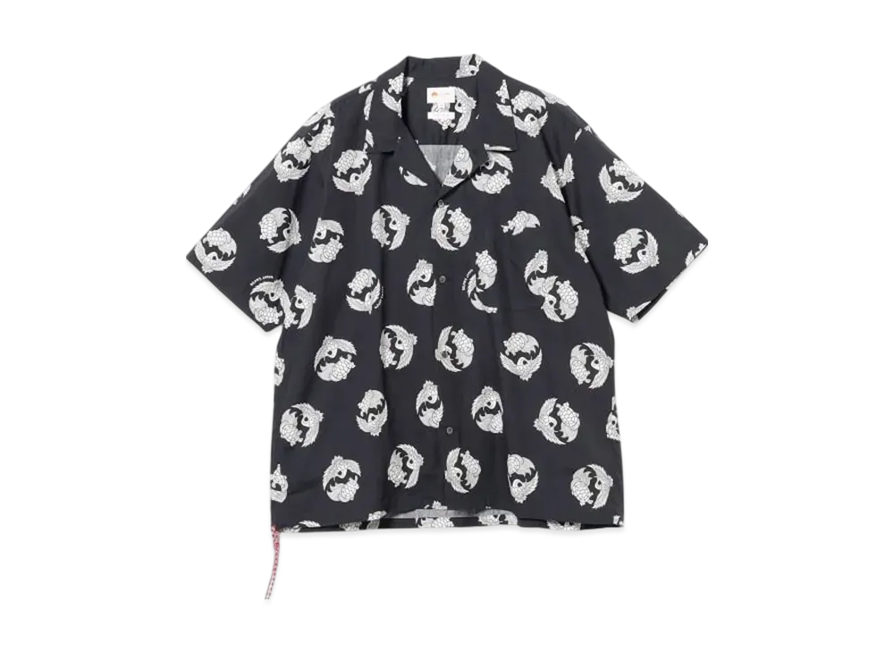 BEAMS Turukame Open Collar Shirt "Navy"