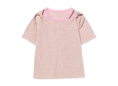 BEAMS Women Rib Cutout T-Shirt "Pink"