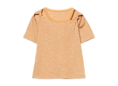 BEAMS Women Rib Cutout T-Shirt "Orange"
