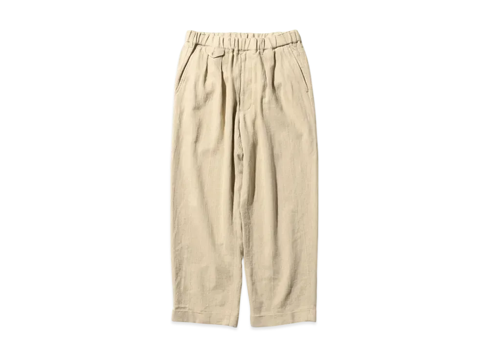 BEAMS 2 Pleats Relax Trousers Linen Cotton "Sand"