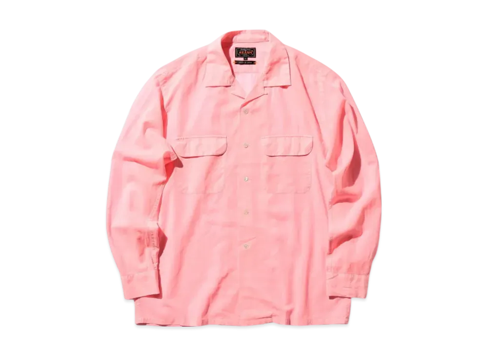 BEAMS Open Collar 100/2 Organdy Garment Dye "Pink"